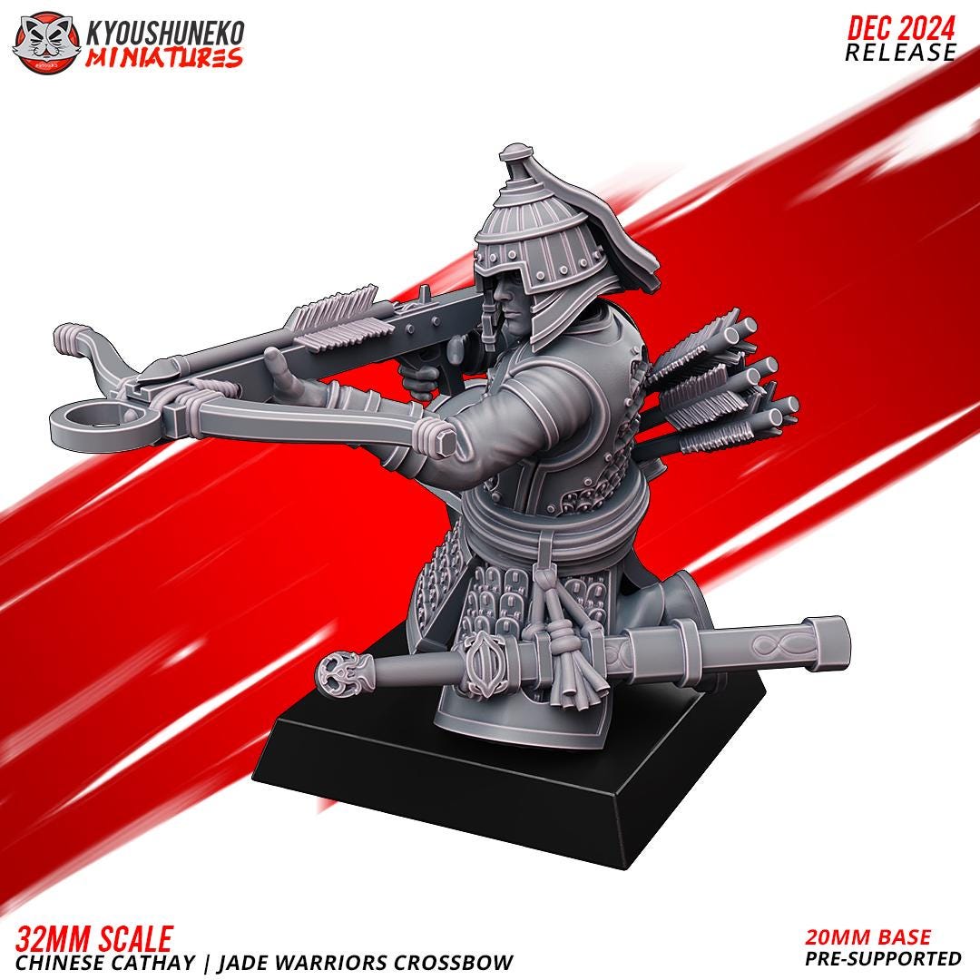 Ancient Chinese Cathay Jade Warriors Crossbowmen Unit (10 models) Various Scales Historical Wargaming (US tariffs are pre-paid by us)