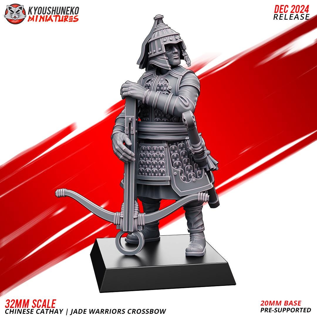 Ancient Chinese Cathay Jade Warriors Crossbowmen Unit (10 models) Various Scales Historical Wargaming (US tariffs are pre-paid by us)