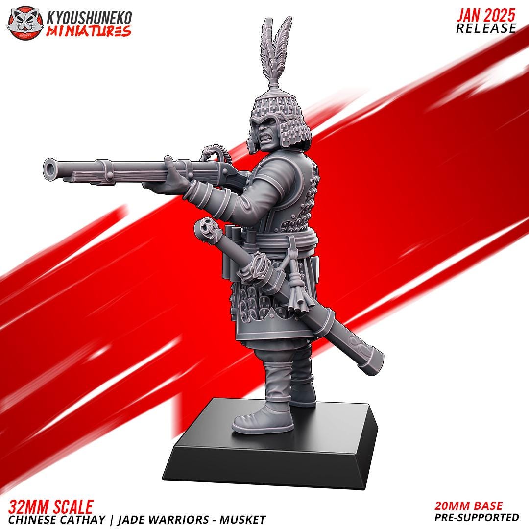 Ancient Chinese Cathay Jade Warriors Musket Unit (10 models) Various Scales Historical Wargaming