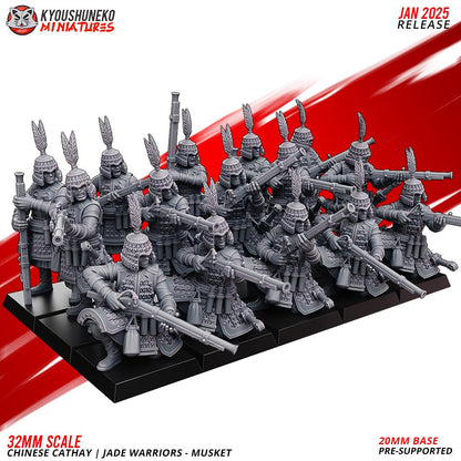 Ancient Chinese Cathay Jade Warriors Musket Unit (10 models) Various Scales Historical Wargaming