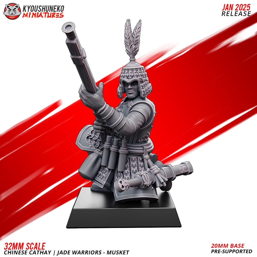 Ancient Chinese Cathay Jade Warriors Musket Unit (10 models) Various Scales Historical Wargaming (US tariffs are pre-paid by us)