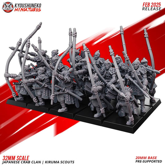 Medieval Japanese Crab Clan Kiruma Scouts Archers Unit (10 models) Various Scales Historical Wargaming