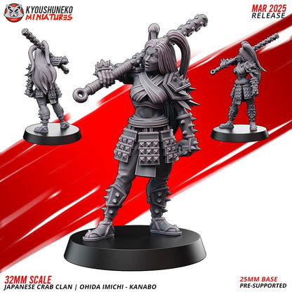 Ancient Japanese Crab Clan Ohida Imichi Female Warriors (3 models) Various Scales Historical Wargaming