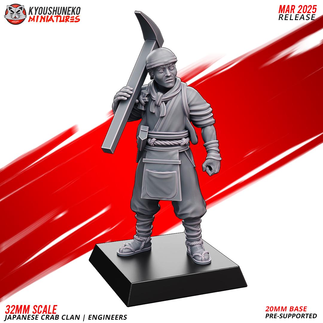 Ancient Japanese Crab Clan Engineers Unit (10 models) Various Scales Historical Wargaming