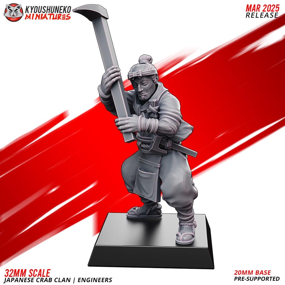 Ancient Japanese Crab Clan Engineers Unit (10 models) Various Scales Historical Wargaming