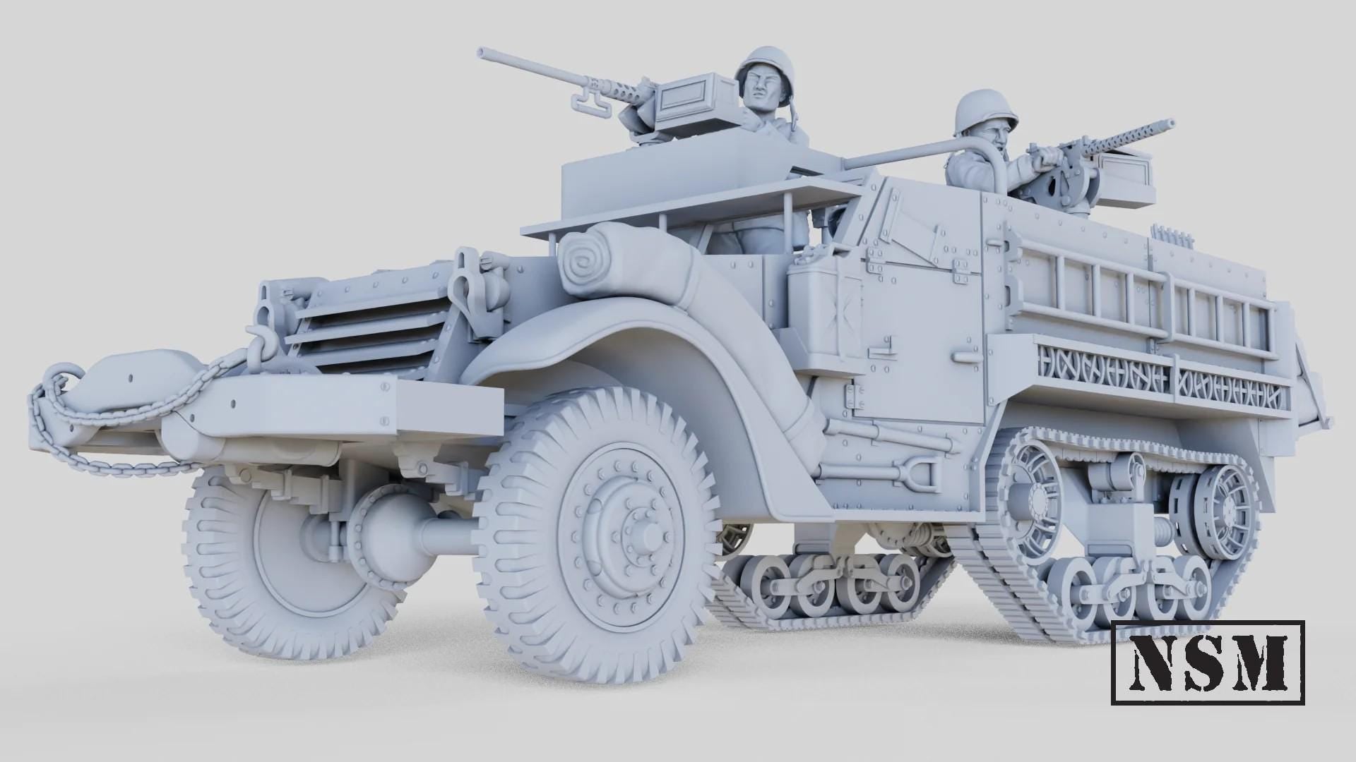WWII US M3A2 Halftrack with Crew Various Scales Historical Wargaming
