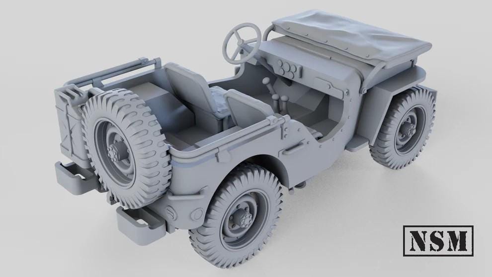 WWII US Army Willys Jeep Set with Crew Various Scales Historical Wargaming (US tariffs are pre-paid by us)
