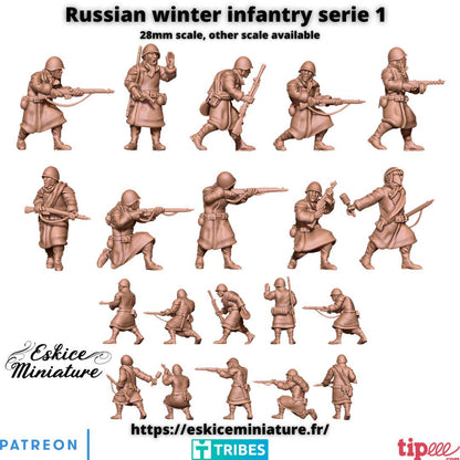WWII Soviet Winter Infantry Squad 1 (10 models) Various Scales Historical Wargaming (US tariffs are pre-paid by us)