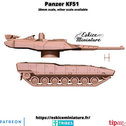 Modern Warfare German Panther KF51 Main Battle Tank with Switchblade Drone Various Scales Historical Wargaming
