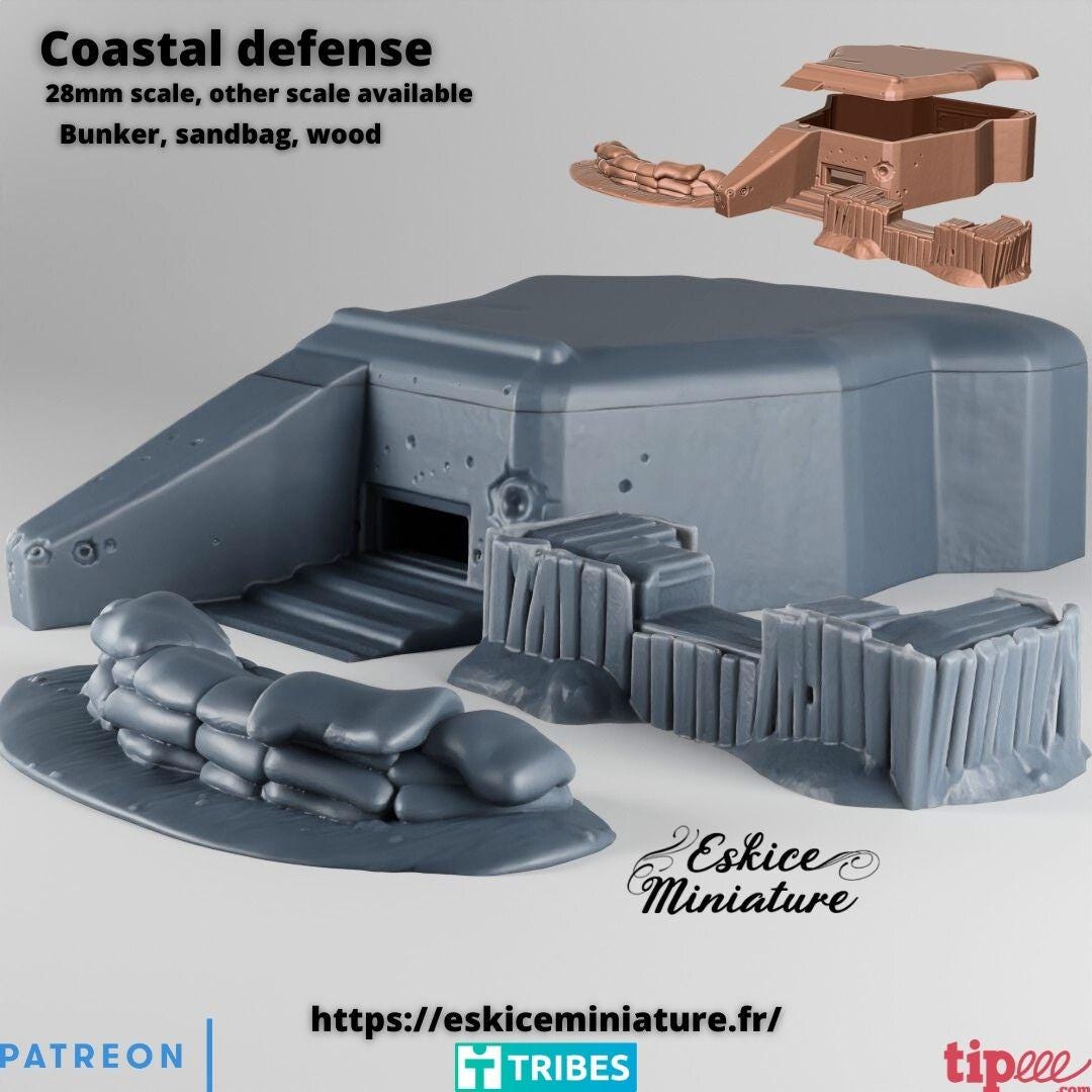 Wargaming Terrain Coastal Bunker Set Various Scales Historical Wargaming (US tariffs are pre-paid by us)