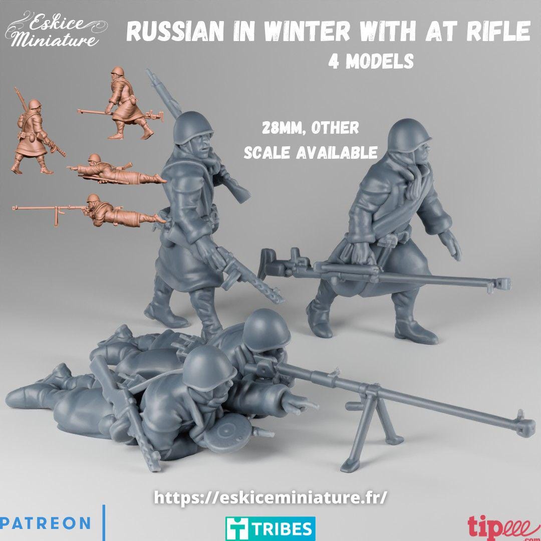 WWII Soviet Anti Tank Rifle Team (2 models) Various Scales Historical Wargaming (US tariffs are pre-paid by us)
