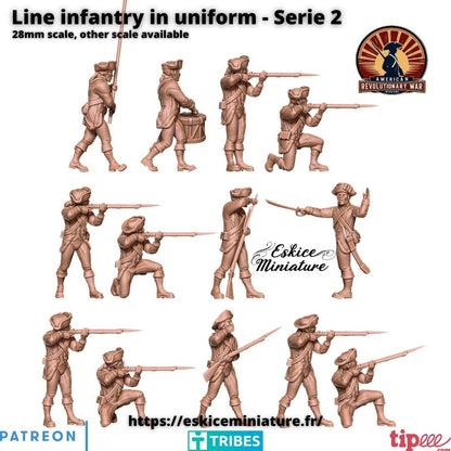 American Revolutionary War Line Infantry Unit 2 (13 models) Various Scales Historical Wargaming (US tariffs are pre-paid by us)