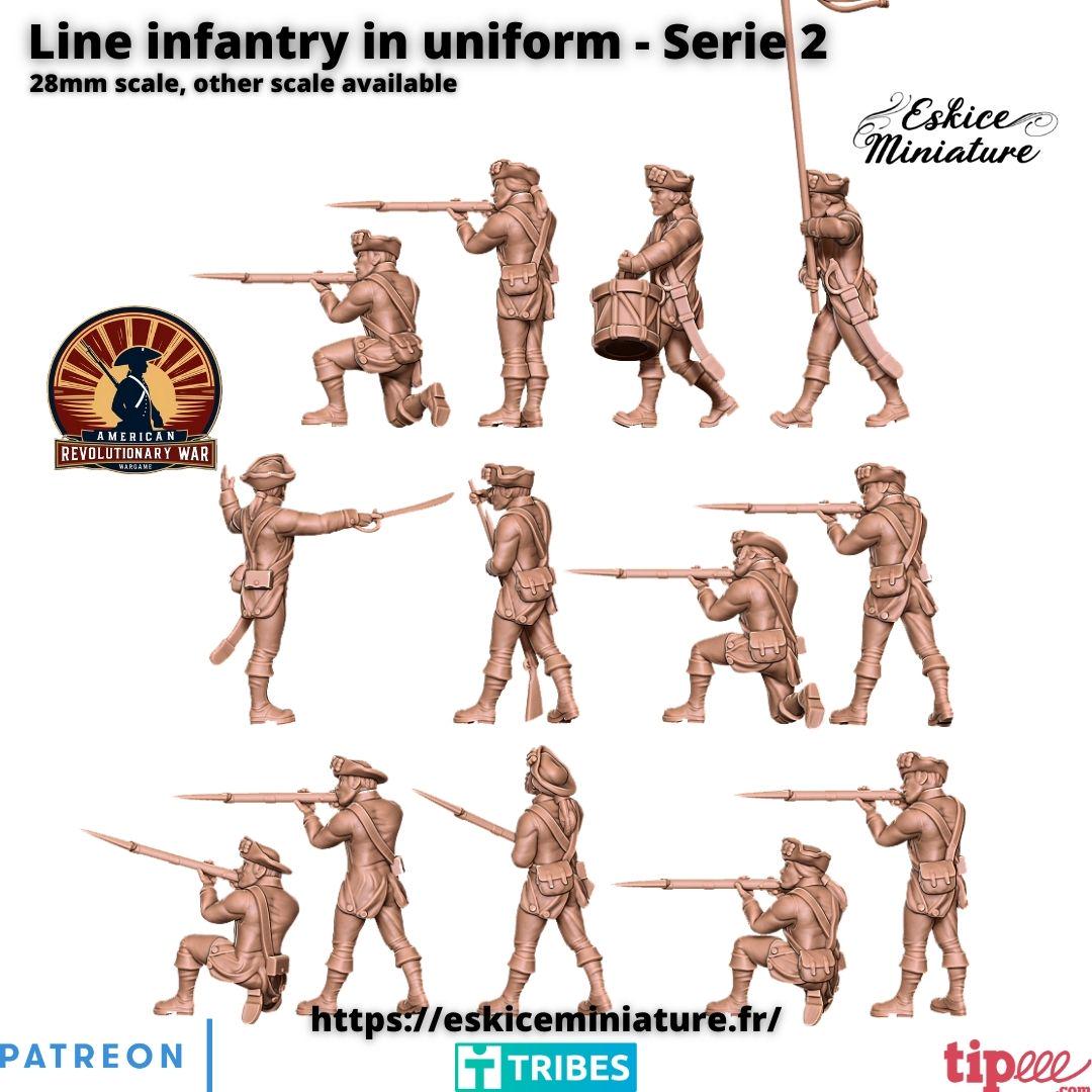 American Revolutionary War Line Infantry Unit 2 (13 models) Various Scales Historical Wargaming (US tariffs are pre-paid by us)