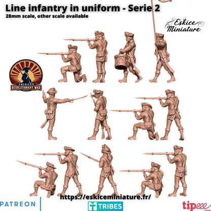 American Revolutionary War Line Infantry Unit 2 (13 models) Various Scales Historical Wargaming (US tariffs are pre-paid by us)