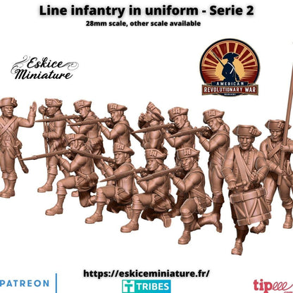 American Revolutionary War Line Infantry Unit 2 (13 models) Various Scales Historical Wargaming (US tariffs are pre-paid by us)