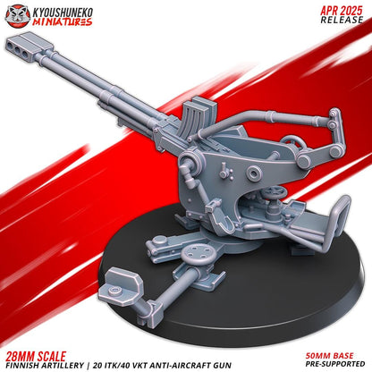 WWII Finnish 20 ITK/40 VKT Anti Air Gun with Crew (2 models) Various Scales Historical Wargaming