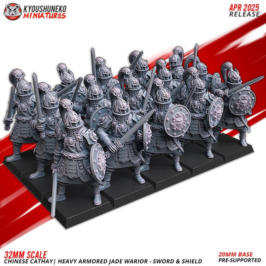 Ancient Chinese Cathay Jade Warriors Heavy Armoured Unit (10 models) Various Scales Historical Wargaming (US tariffs are pre-paid by us)