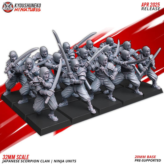 Ancient Japanese Scorpion Clan Ninja Unit (10 models) Various Scales Historical Wargaming (US tariffs are pre-paid by us)
