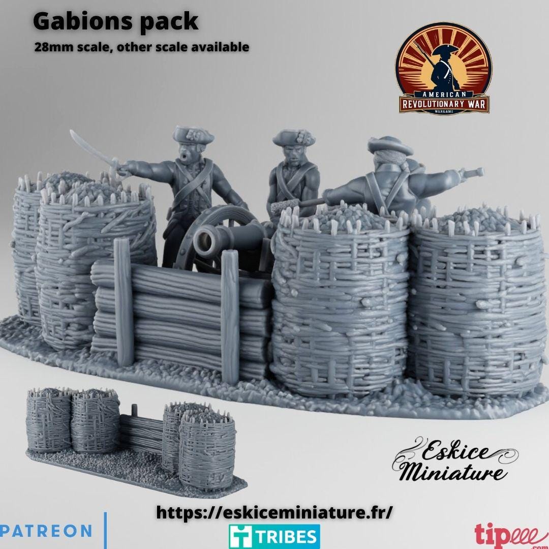Artillery Gabion Various Scales Historical Wargaming (gun and crew not included) (US tariffs are pre-paid by us)