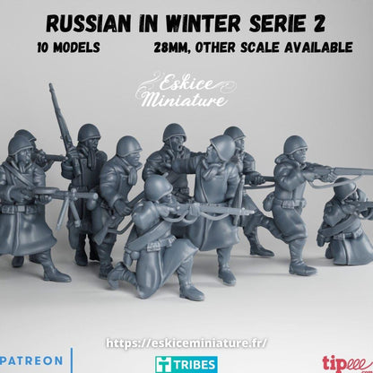 WWII Soviet Winter Infantry Squad 2 (10 models) Various Scales Historical Wargaming (US tariffs are pre-paid by us)