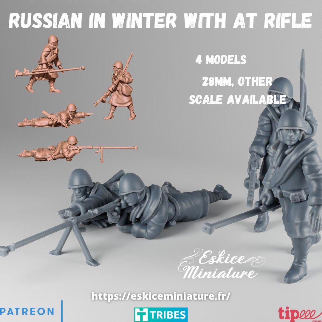 WWII Soviet Anti Tank Rifle Team (2 models) Various Scales Historical Wargaming (US tariffs are pre-paid by us)