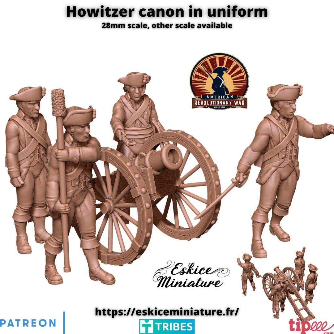 American Revolutionary War Howitzer with Crew Various Scales Historical Wargaming (US tariffs are pre-paid by us)