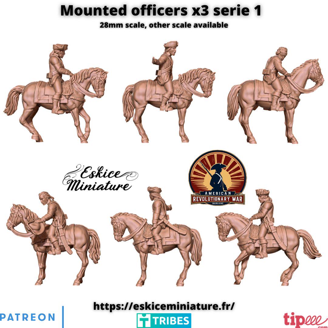 American Revolutionary War Mounted Officers (3 models) Various Scales Historical Wargaming (US tariffs are pre-paid by us)
