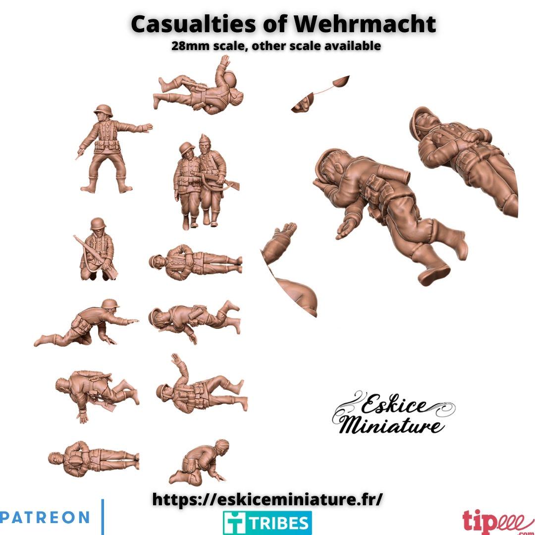 WWII German Casualties Set 1 (12 models) Various Scales Historical Wargaming (US tariffs are pre-paid by us)