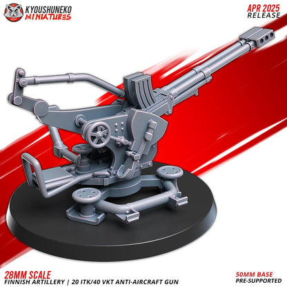 WWII Finnish 20 ITK/40 VKT Anti Air Gun with Crew (2 models) Various Scales Historical Wargaming