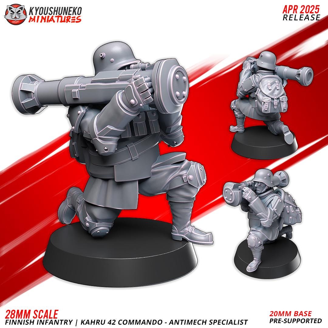 Weird World War II Finnish Kahru 41 Anti Mech Commando Squad (6 models) Various Scales Historical Wargaming (US tariffs are pre-paid by us)