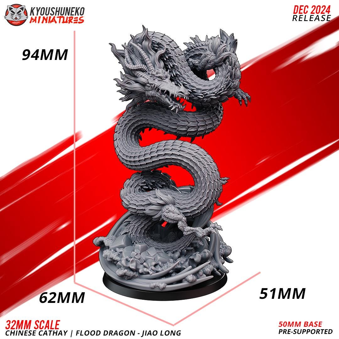 Ancient Chinese Cathay Flood Dragon Jiao Long Various Scales Historical Wargaming (US tariffs are pre-paid by us)