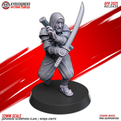 Ancient Japanese Scorpion Clan Ninja Unit (10 models) Various Scales Historical Wargaming (US tariffs are pre-paid by us)