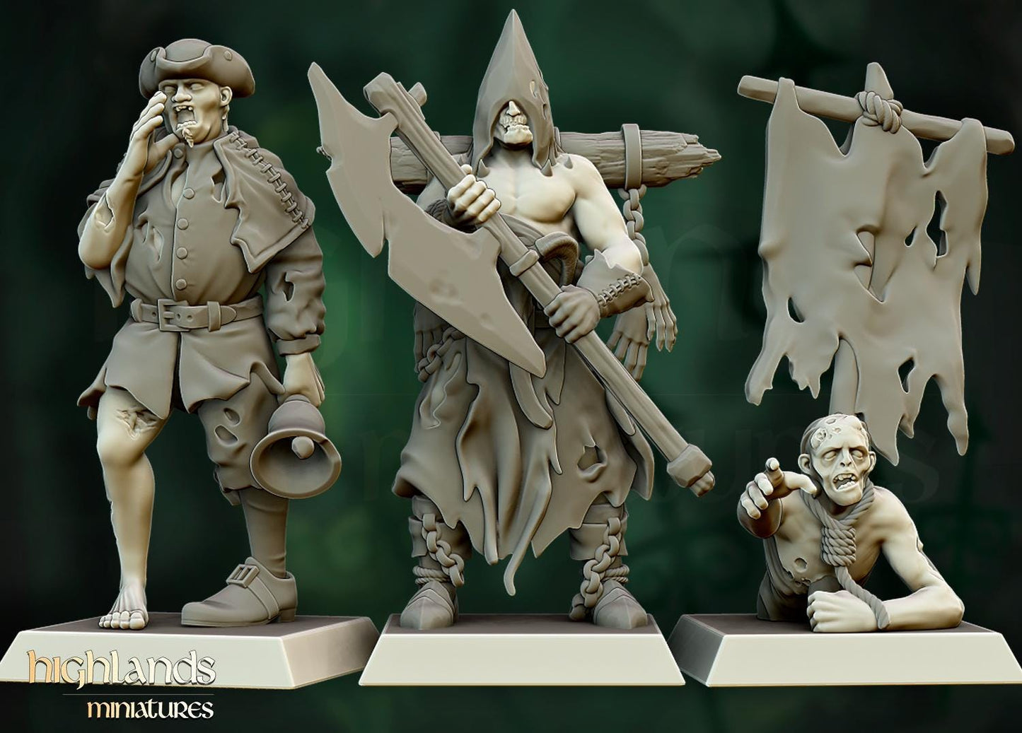 Zombie Unit with Command Group 20 models Highland Miniatures Transilvanya Undead Various Scales (US tariffs are pre-paid by us)