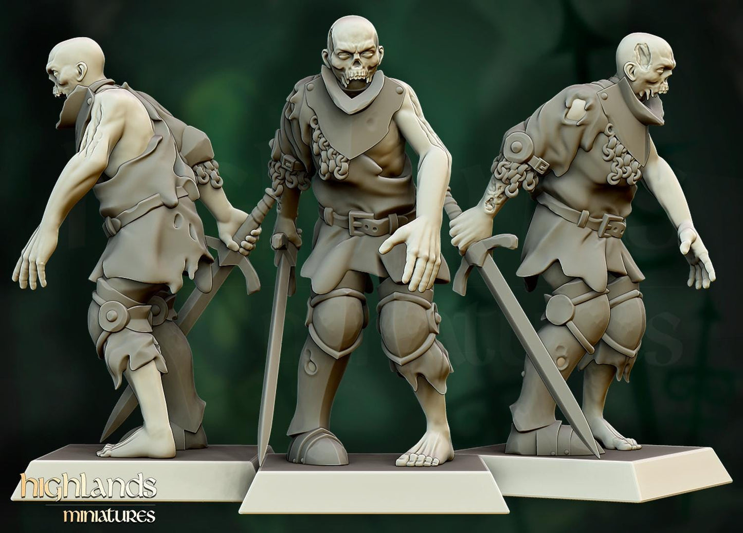 Zombie Unit with Command Group 20 models Highland Miniatures Transilvanya Undead Various Scales (US tariffs are pre-paid by us)