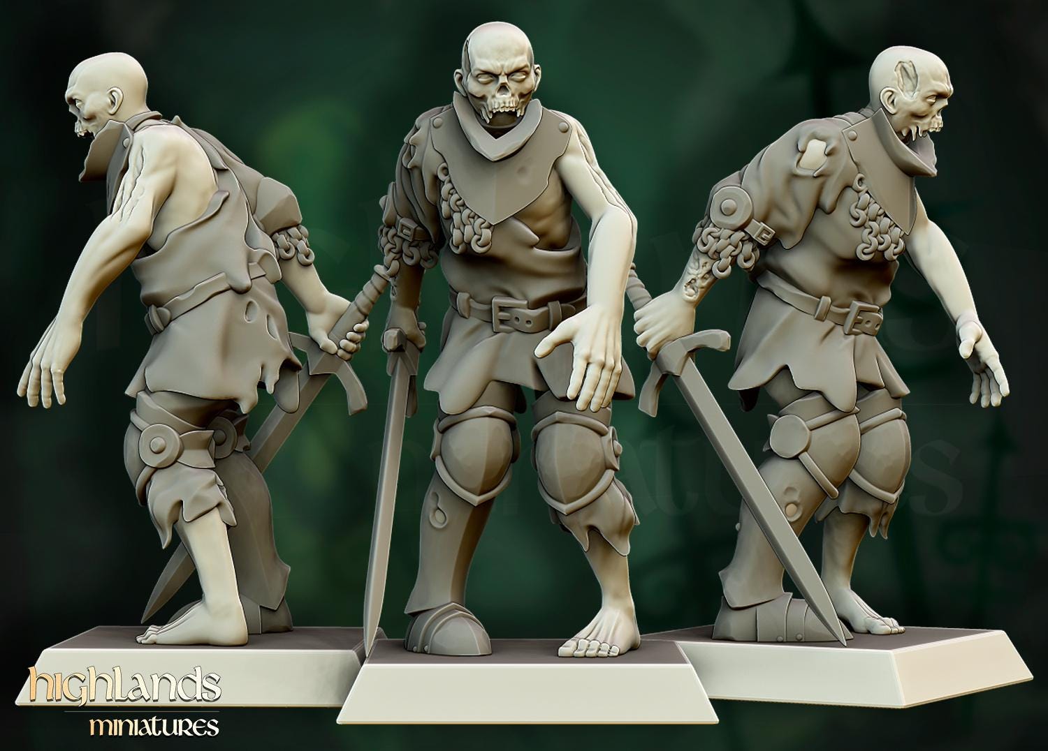 Zombie Unit with Command Group 20 models Highland Miniatures Transilvanya Undead Various Scales (US tariffs are pre-paid by us)