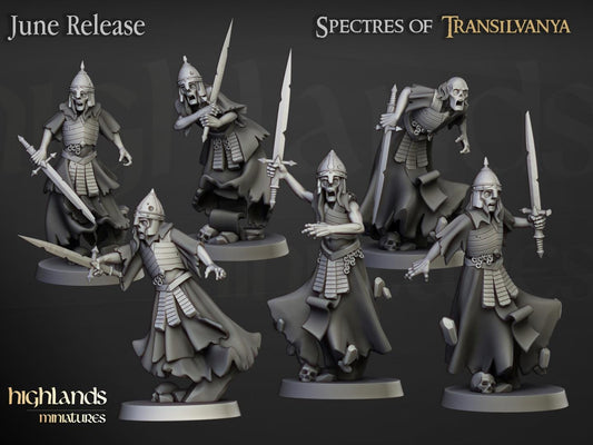 Wraiths Unit 10 models Highland Miniatures Transilvanya Undead Various Scales (US tariffs are pre-paid by us)