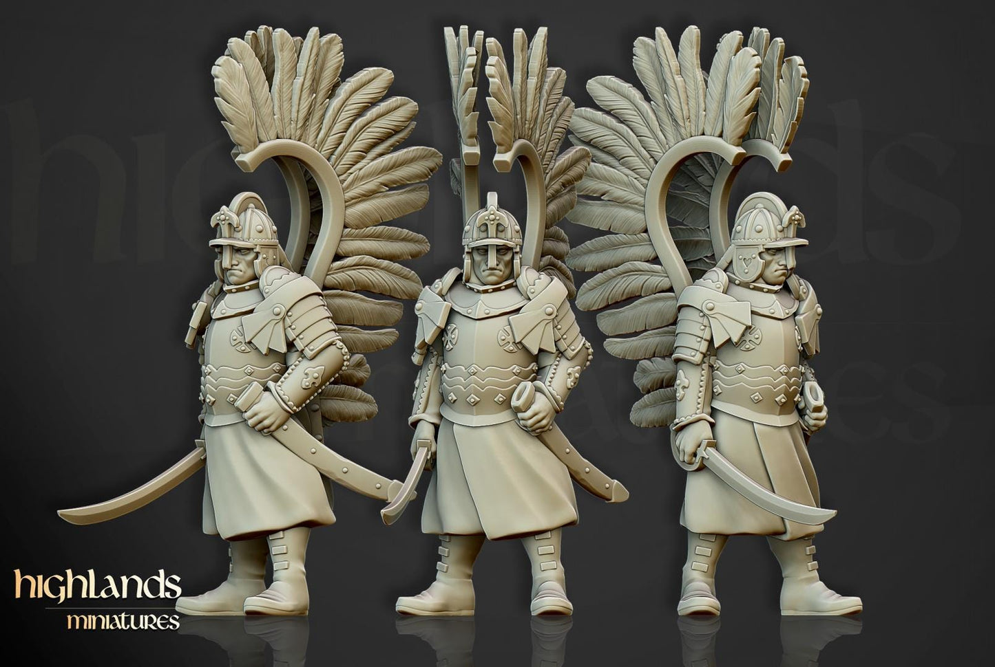 Winged Hussars on foot 10 models Highland Miniatures Various Scales (US tariffs are pre-paid by us)