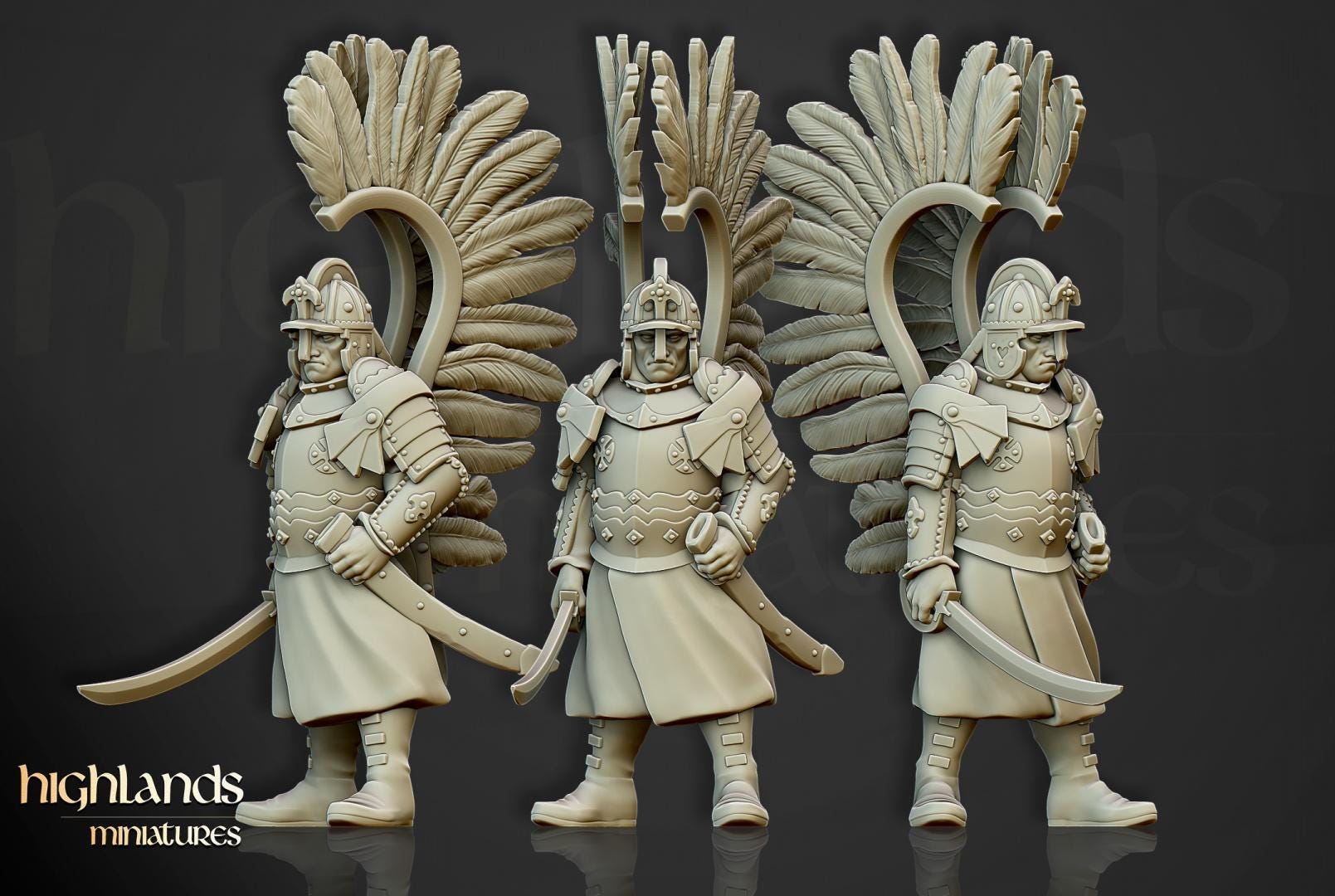 Winged Hussars on foot 10 models Highland Miniatures Various Scales (US tariffs are pre-paid by us)