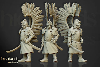 Winged Hussars on foot 10 models Highland Miniatures Various Scales (US tariffs are pre-paid by us)