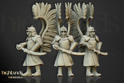 Winged Hussars on foot 10 models Highland Miniatures Various Scales (US tariffs are pre-paid by us)