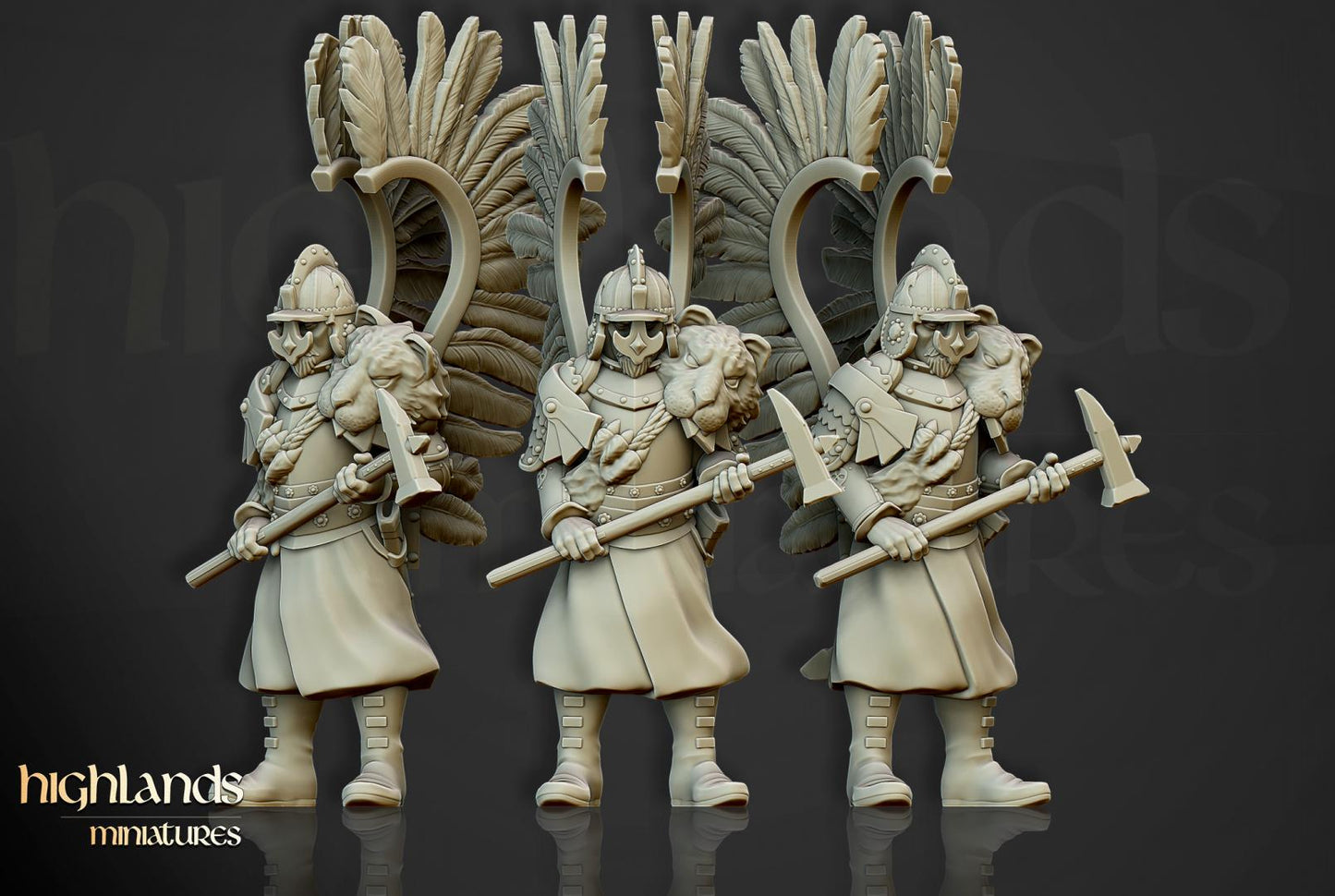 Winged Hussars on foot 10 models Highland Miniatures Various Scales (US tariffs are pre-paid by us)
