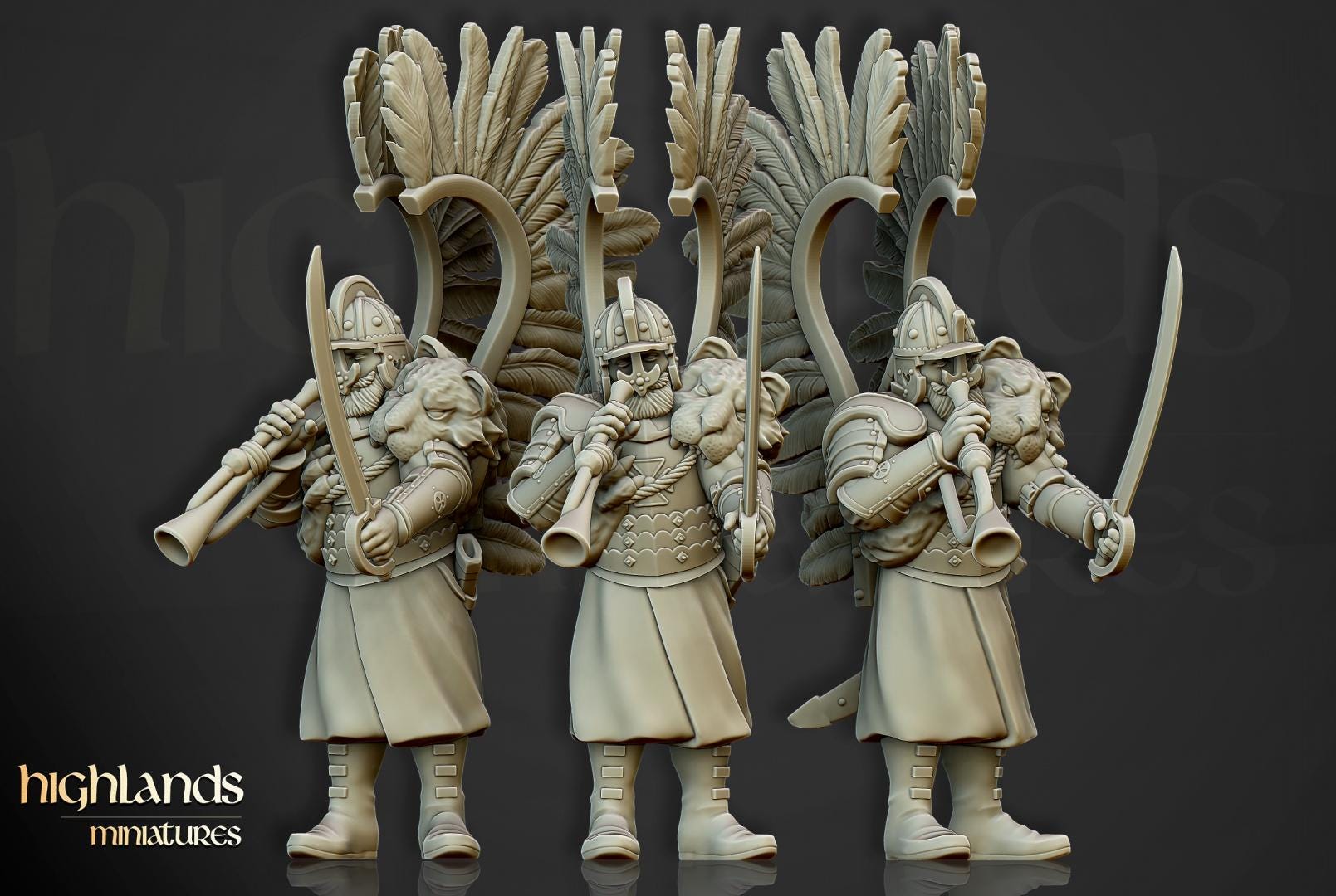 Winged Hussars on foot 10 models Highland Miniatures Various Scales (US tariffs are pre-paid by us)