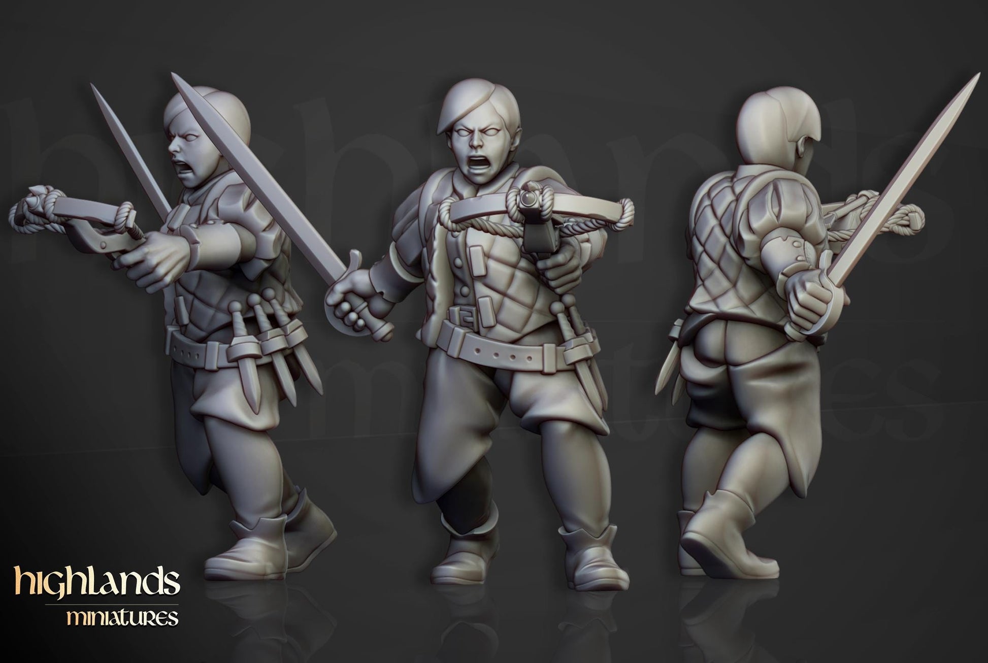 Sunland Militia with Command Group 10 multipart models Highland Miniatures Various Scales (US tariffs are pre-paid by us)