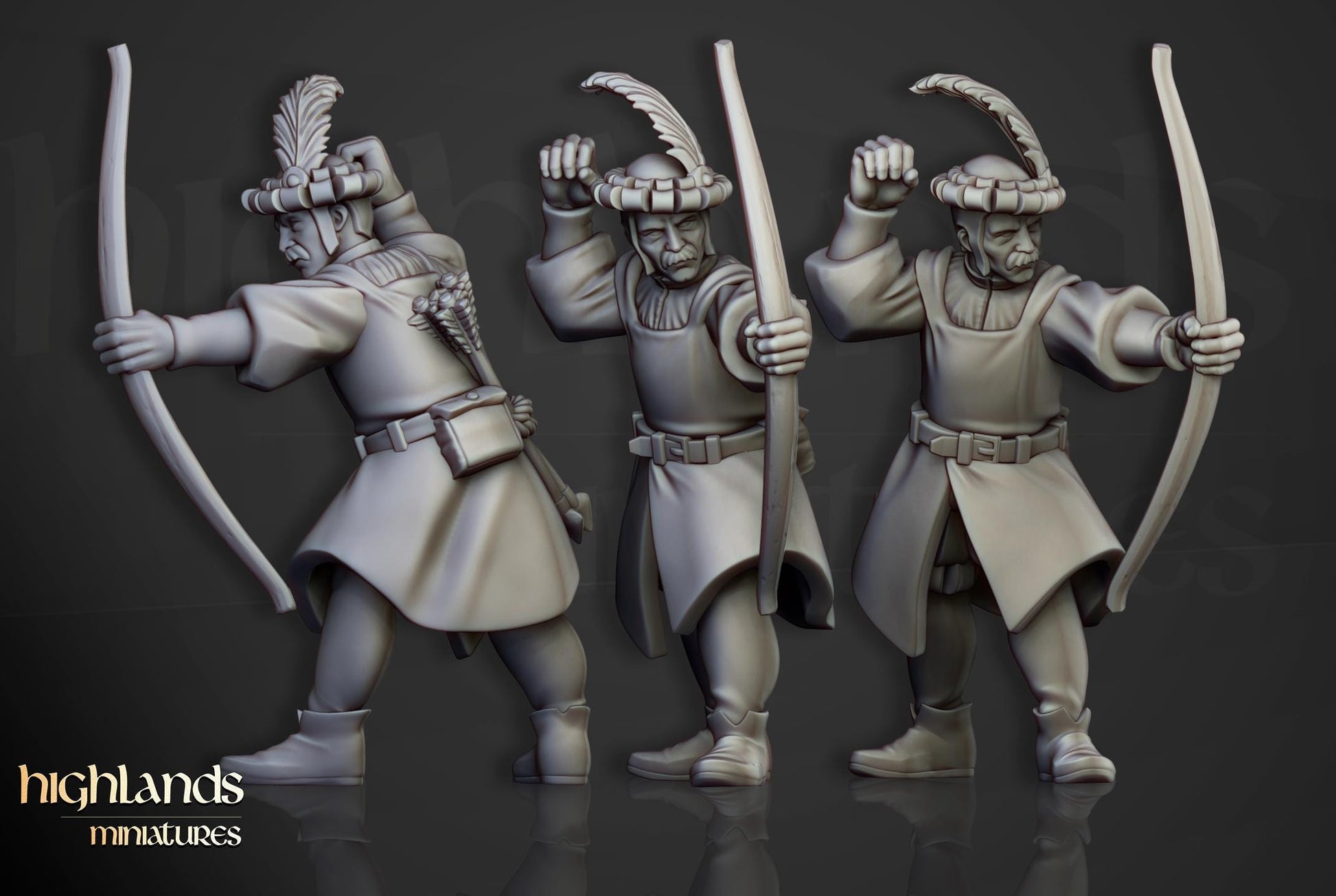 Sunland Bowmen 10 models Highland Miniatures Various Scales (US tariffs are pre-paid by us)