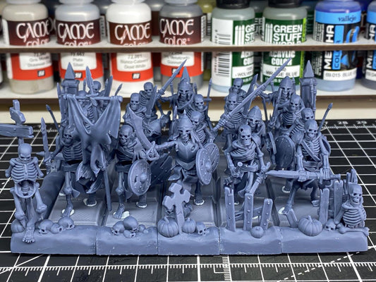 Skeleton Warriors with Swords and Command Group 10 models Highland Miniatures Transilvanya Undead Various Scales