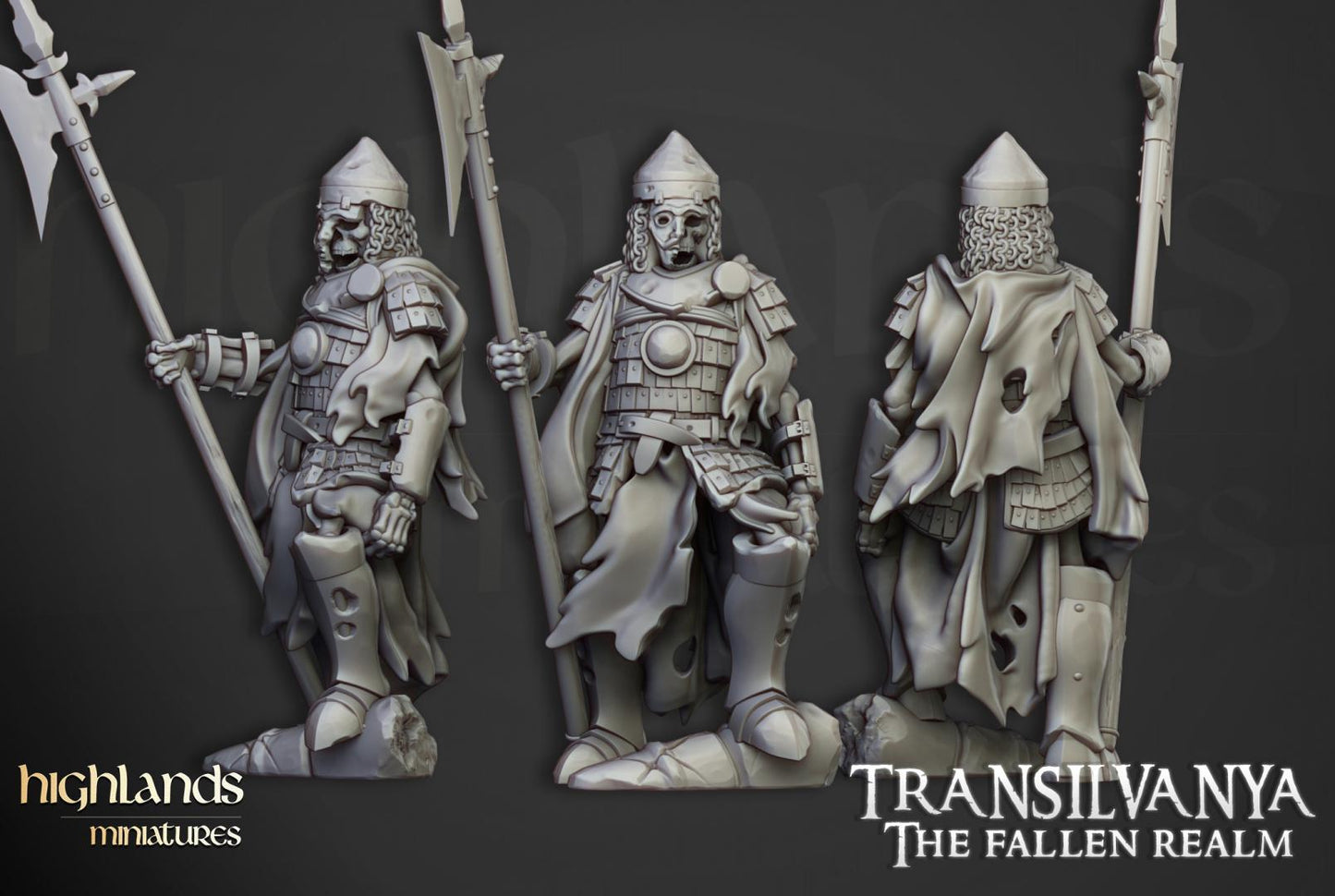 Skeleton Boyar Guards with Command Group 10 models Highland Miniatures Transilvanya Undead Various Scales (US tariffs are pre-paid by us)