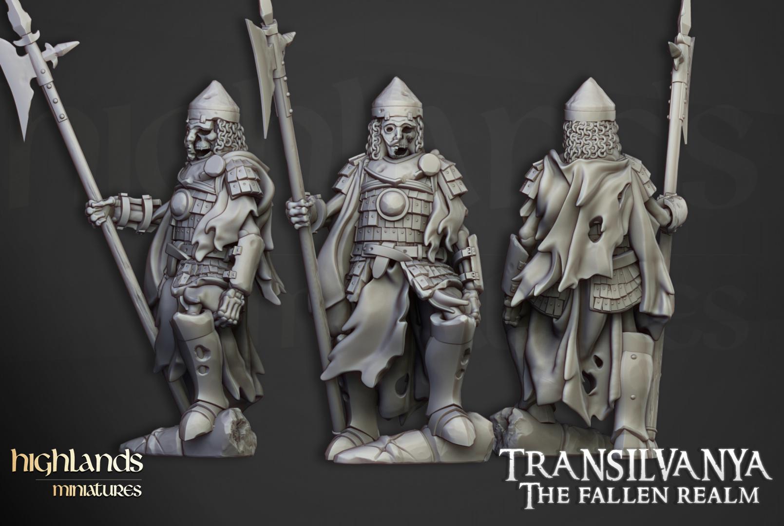 Skeleton Boyar Guards with Command Group 10 models Highland Miniatures Transilvanya Undead Various Scales (US tariffs are pre-paid by us)