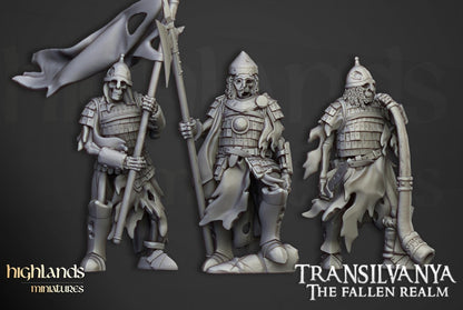 Skeleton Boyar Guards with Command Group 10 models Highland Miniatures Transilvanya Undead Various Scales (US tariffs are pre-paid by us)