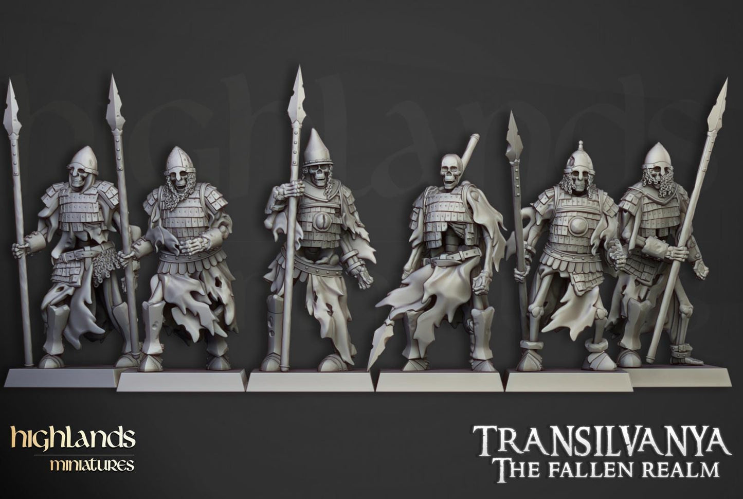 Skeleton Boyar Guards with Command Group 10 models Highland Miniatures Transilvanya Undead Various Scales (US tariffs are pre-paid by us)