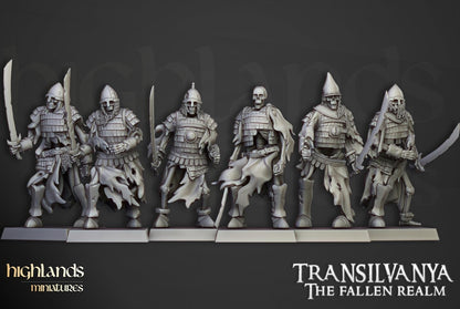 Skeleton Boyar Guards with Command Group 10 models Highland Miniatures Transilvanya Undead Various Scales (US tariffs are pre-paid by us)